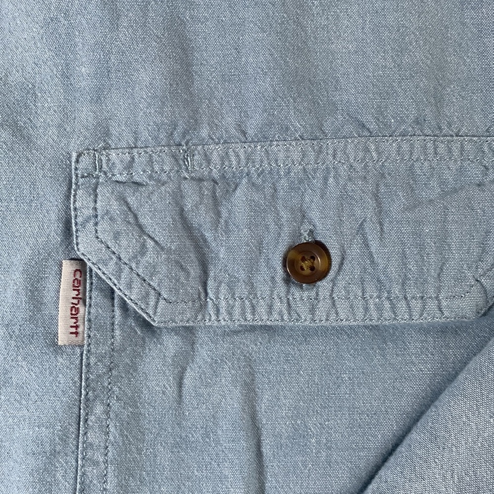 Men’s Carhartt blue, long sleeve shirt. Size XL. Chest approx 25 1/2 inches - Picture 3 of 12